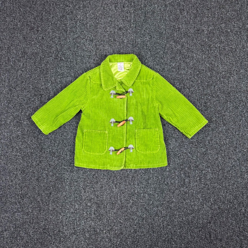 Gymboree Corduroy Mushroom Toggle Jacket Kids 3T Green Good
